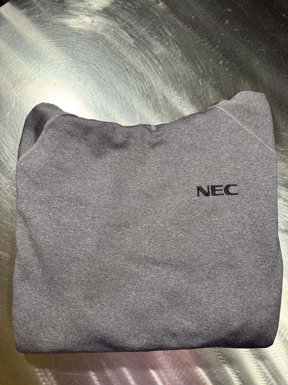 North End Men's Grey Performance Raglan Hoodie NEC Logo Size Large